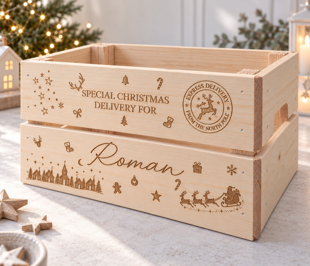 Personalised Wooden Family Christmas Eve Box