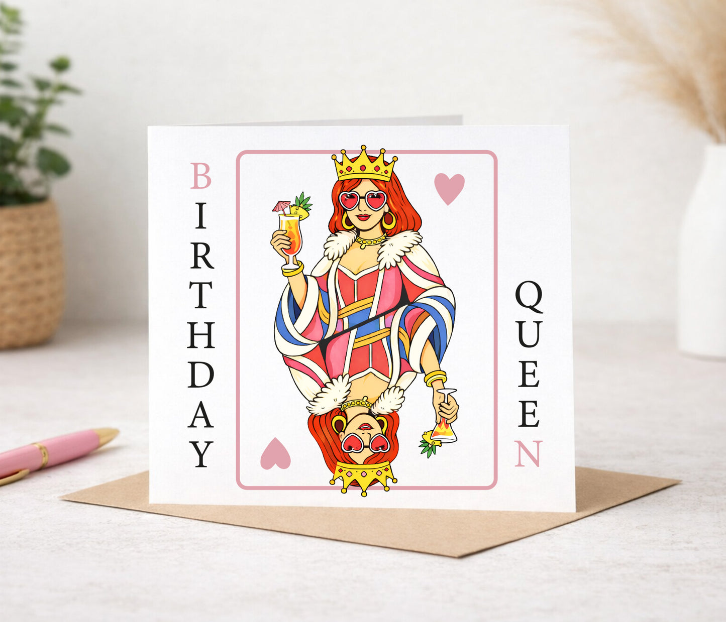 Queen Of Hearts Birthday Card