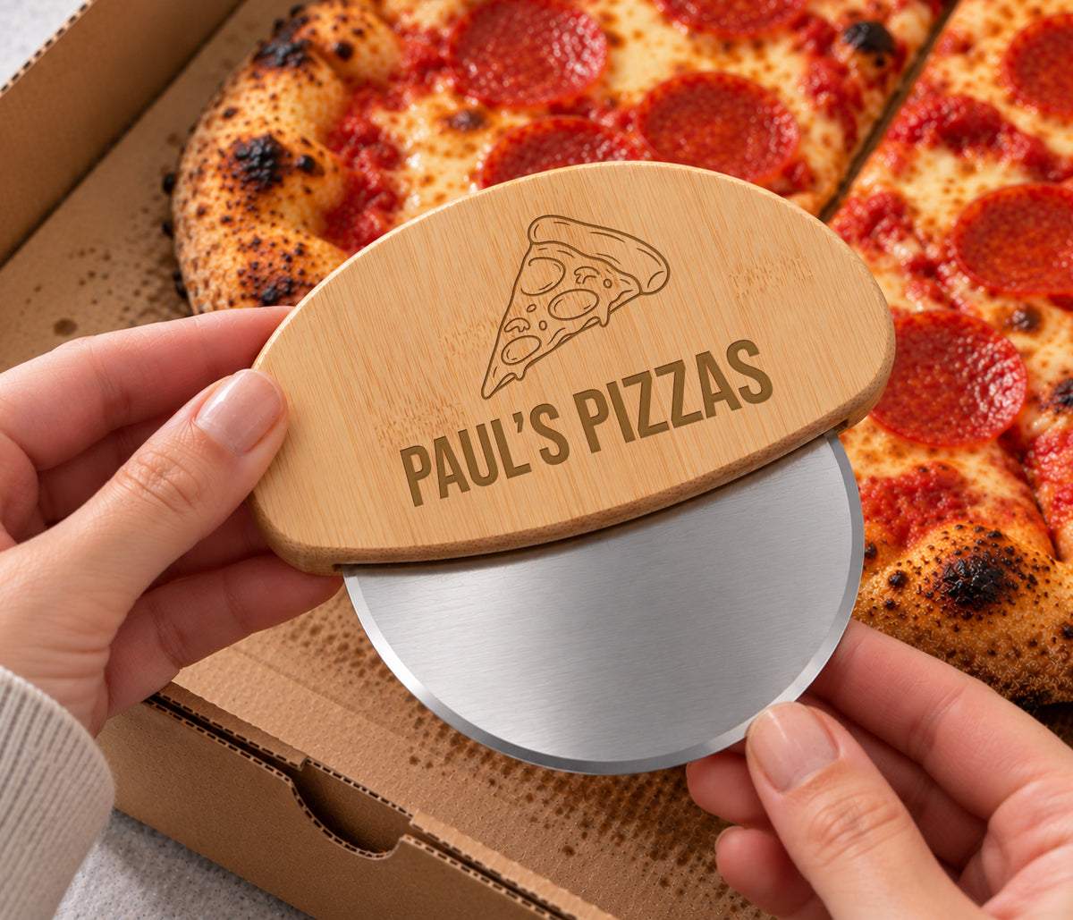 Wooden Pizza Cutter – Name Pizza Wheel