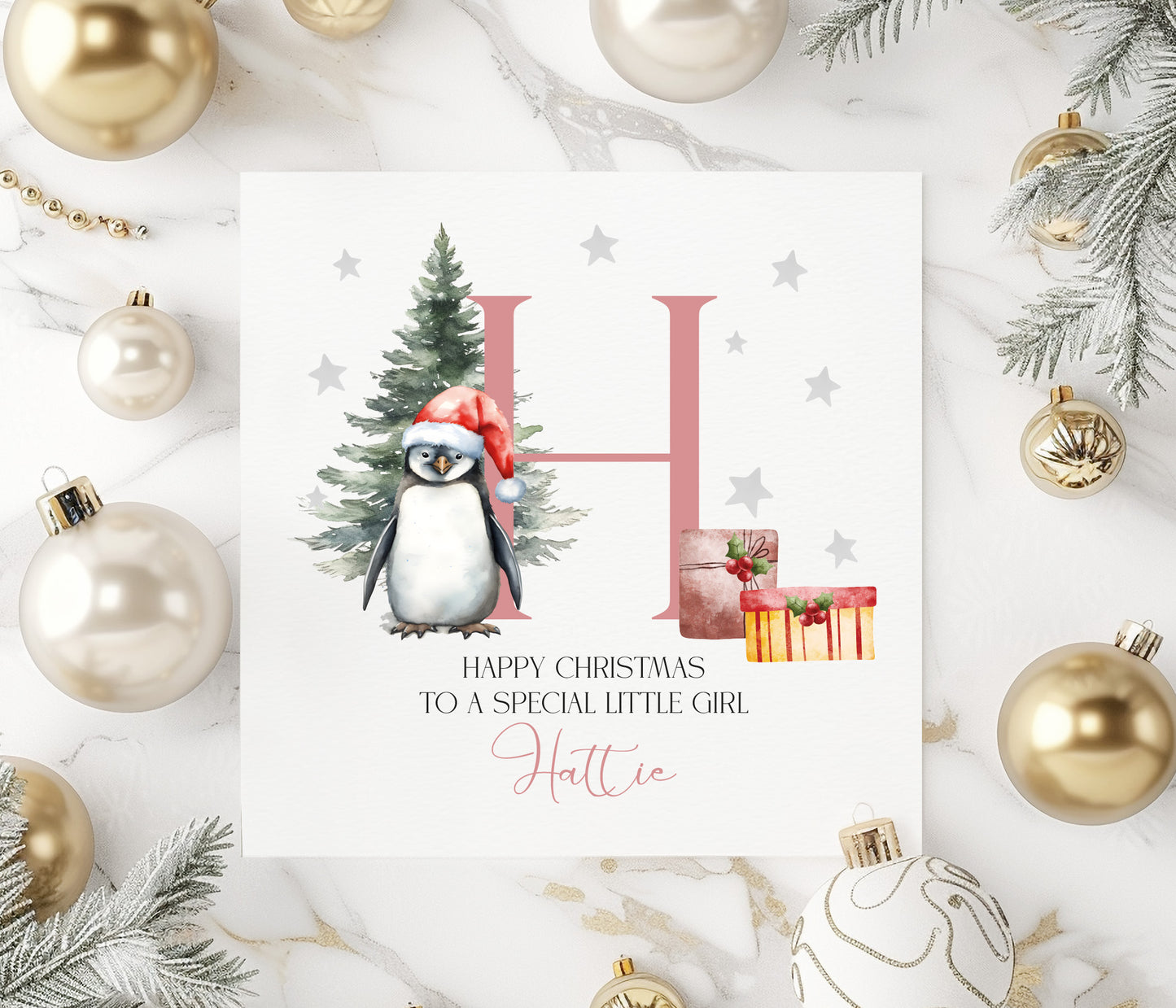 Penguin Little Girl Card