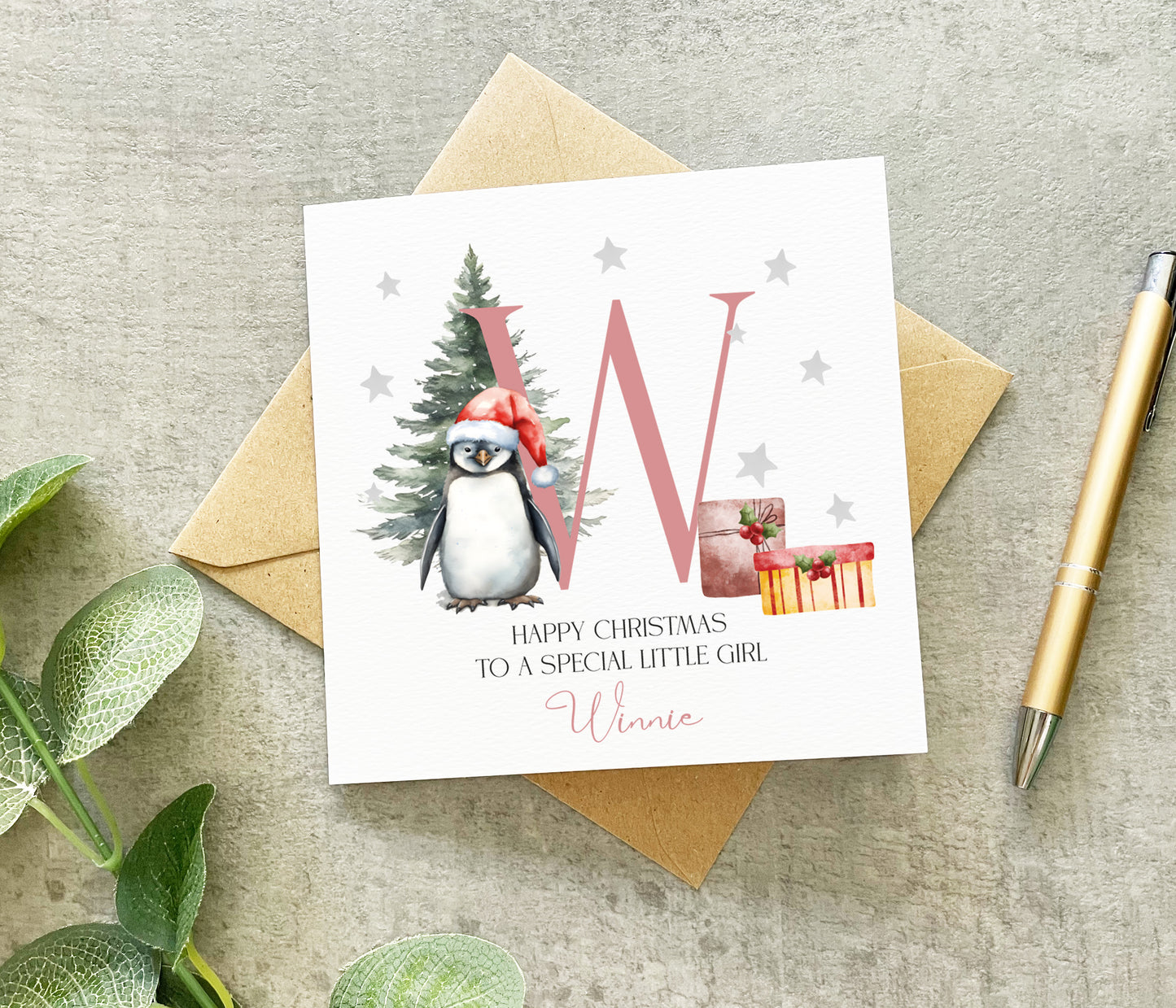 Penguin Little Girl Card