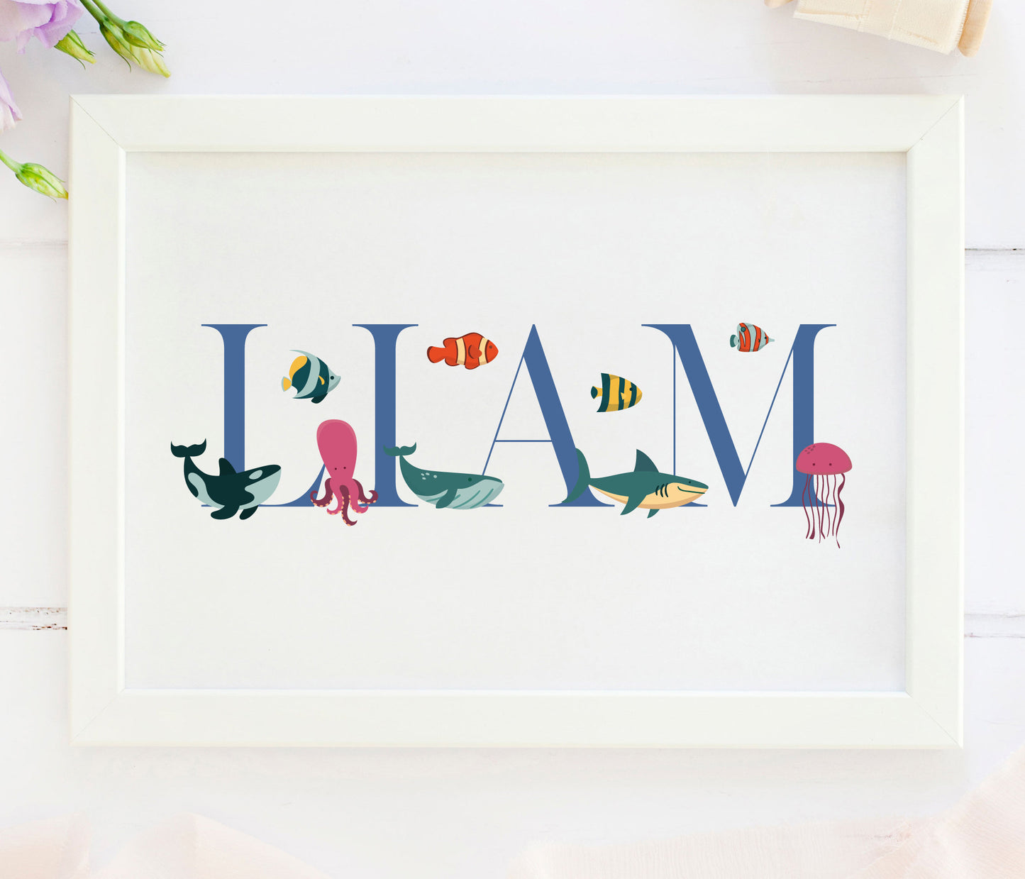 Ocean Animals Name Print