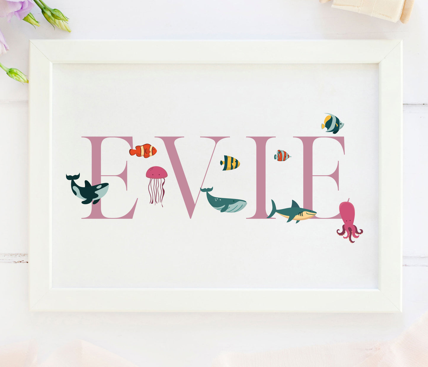 Ocean Animals Name Print