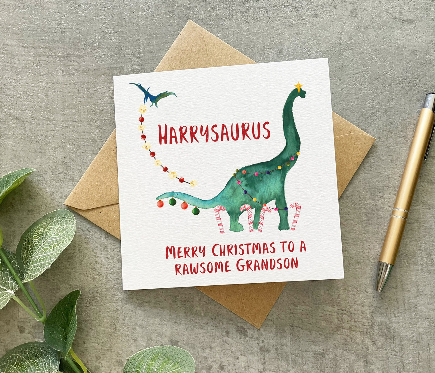 Grandson Dinosaur Christmas Card