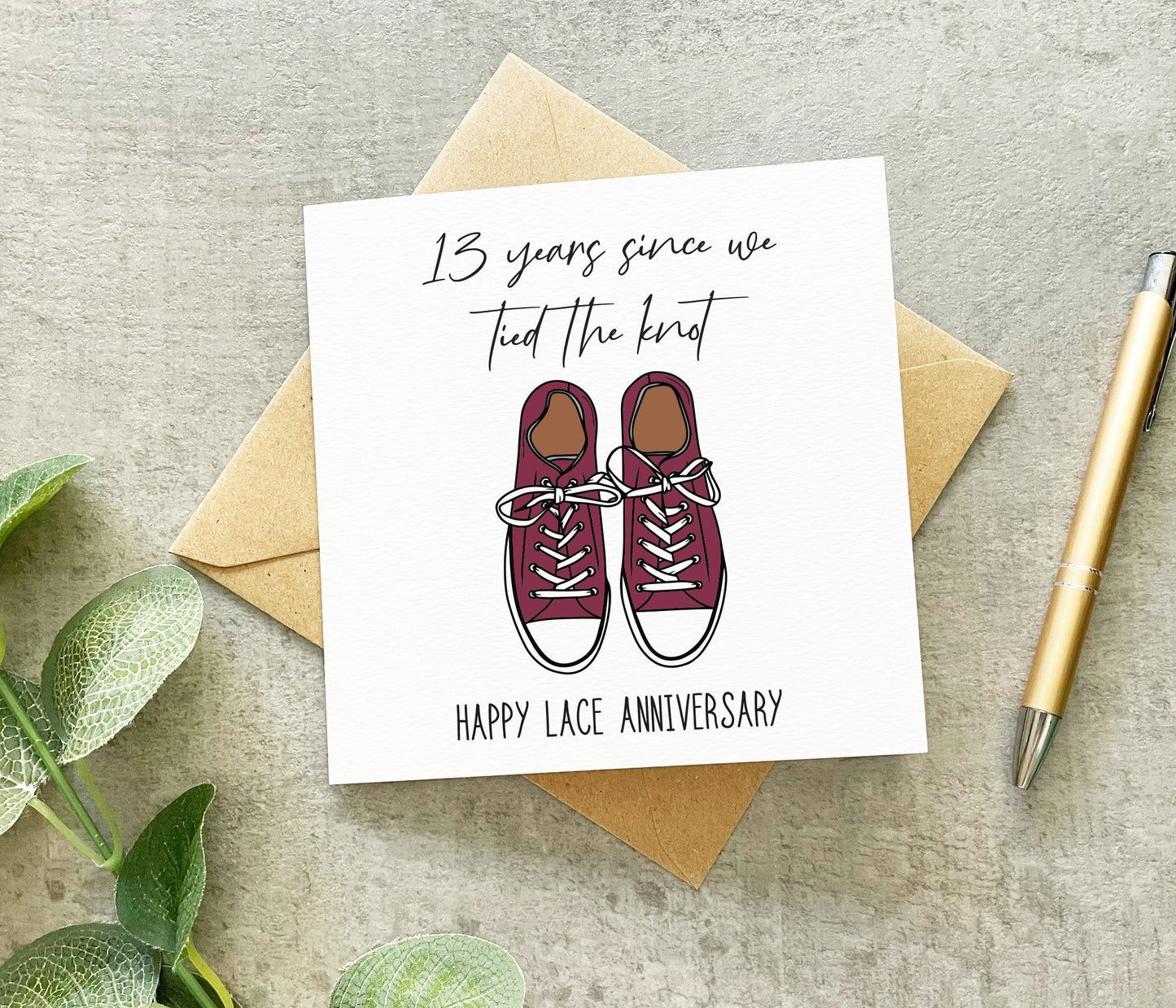 13 Year Lace Anniversary Card