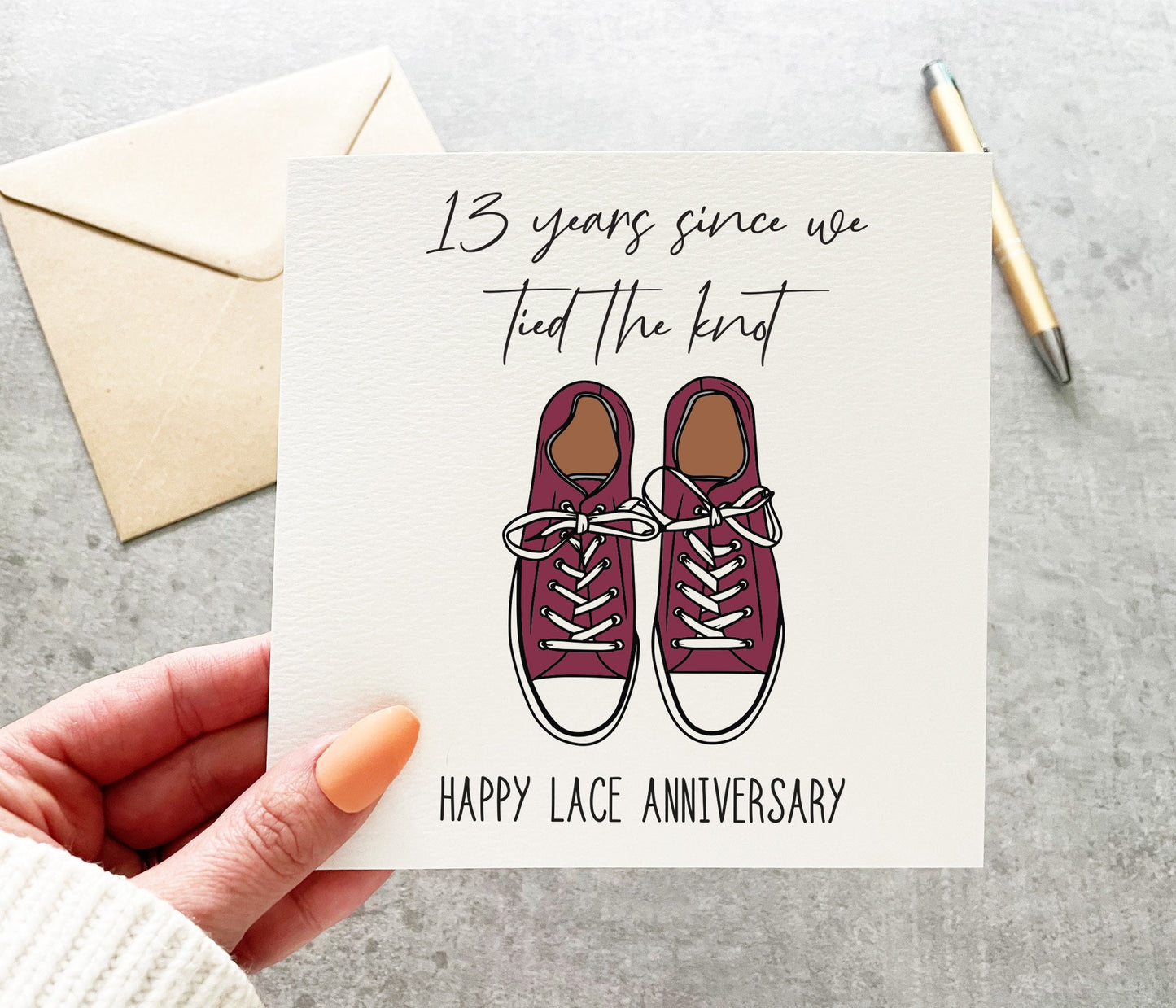 13 Year Lace Anniversary Card