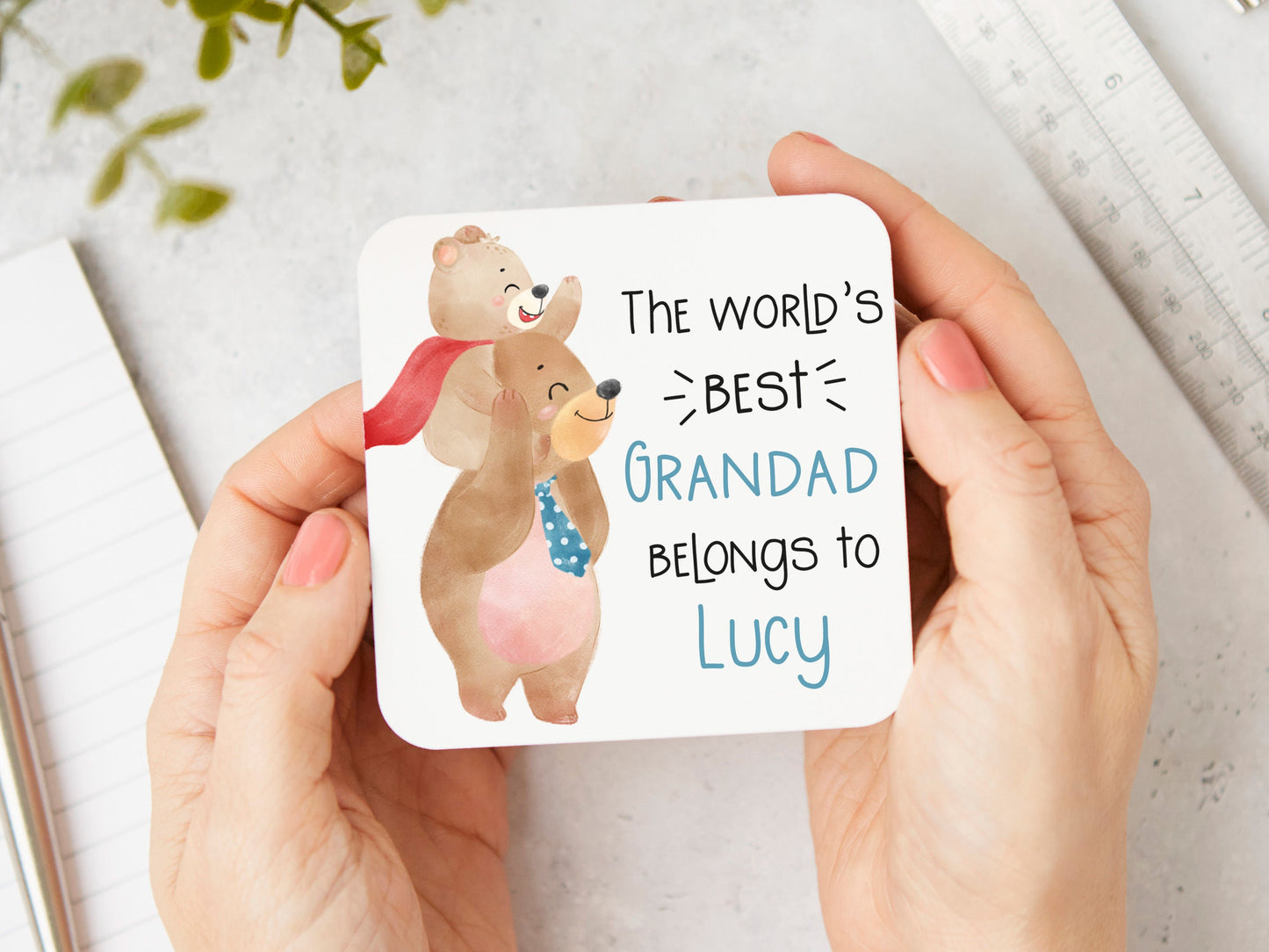 World's Best Grandad Bear Coaster