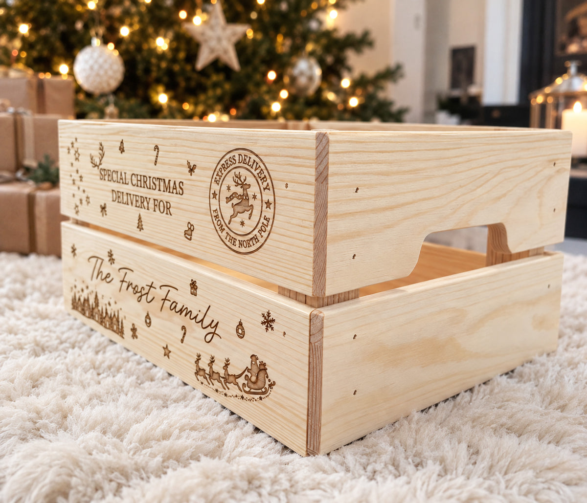 Personalised Wooden Family Christmas Eve Box