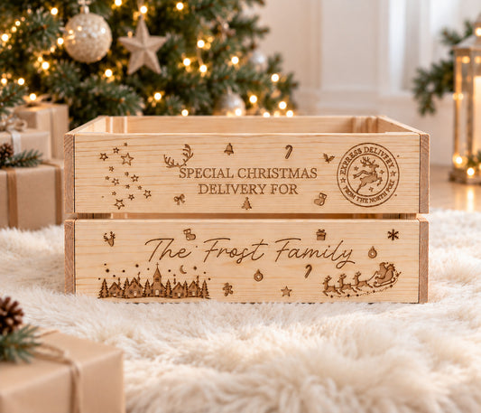 Personalised Wooden Family Christmas Eve Box