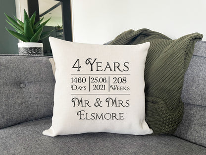 4th Wedding Anniversary Cushion