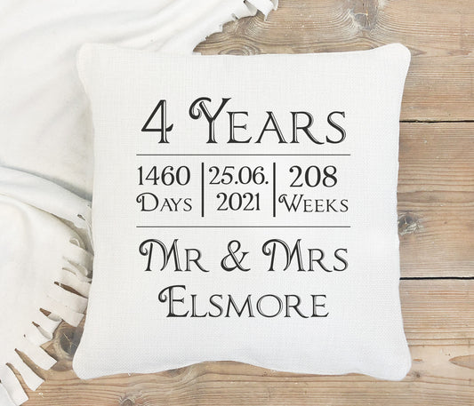 4th Wedding Anniversary Cushion