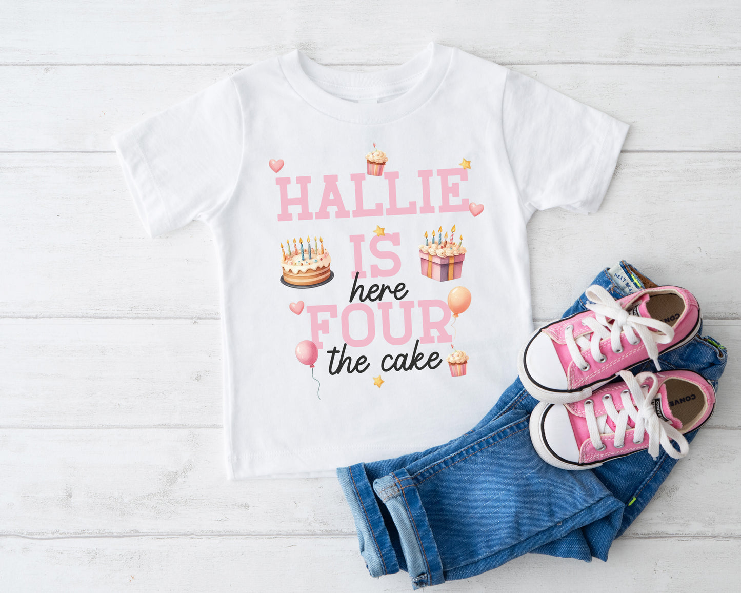 Here Four The Cake Birthday T-Shirt