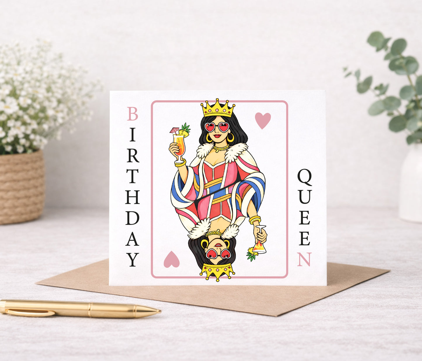 Queen Of Hearts Birthday Card
