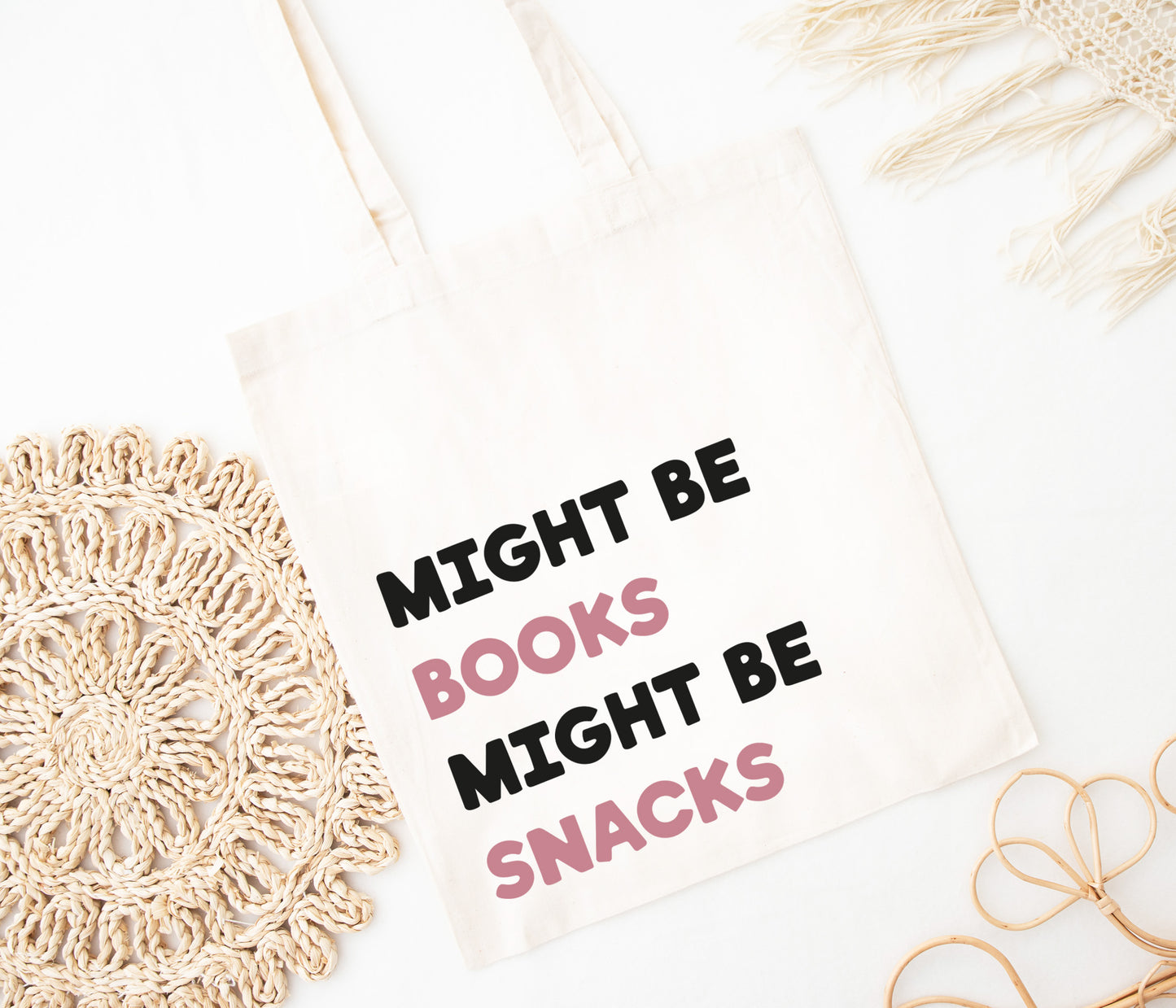 Might Be Books Might Be Snacks Tote Bag
