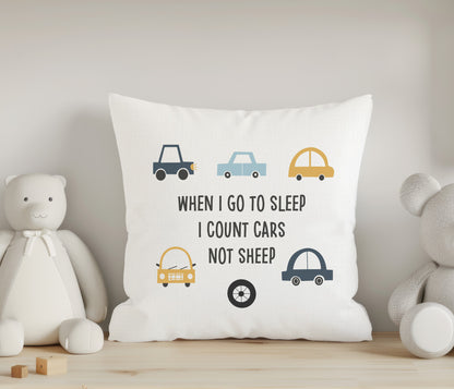 Count Cars Not Sheep Cushion