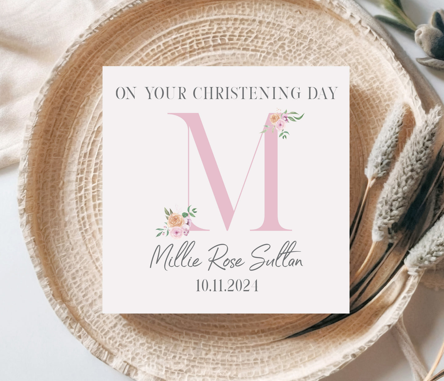Christening Initial Card