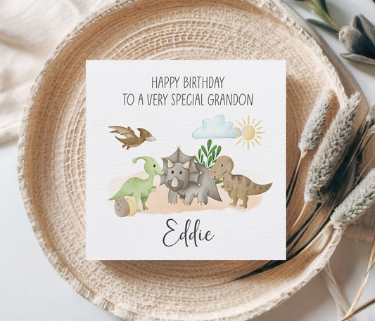 Dinosaur Grandson Birthday Card
