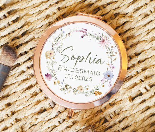 Spring Flowers Bridesmaid Compact Mirror
