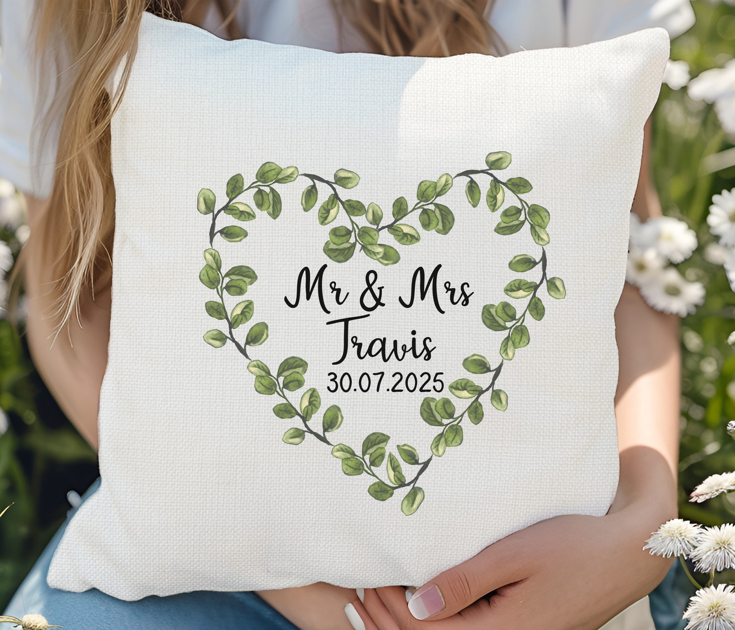 Leaf Heart Wedding Cushion