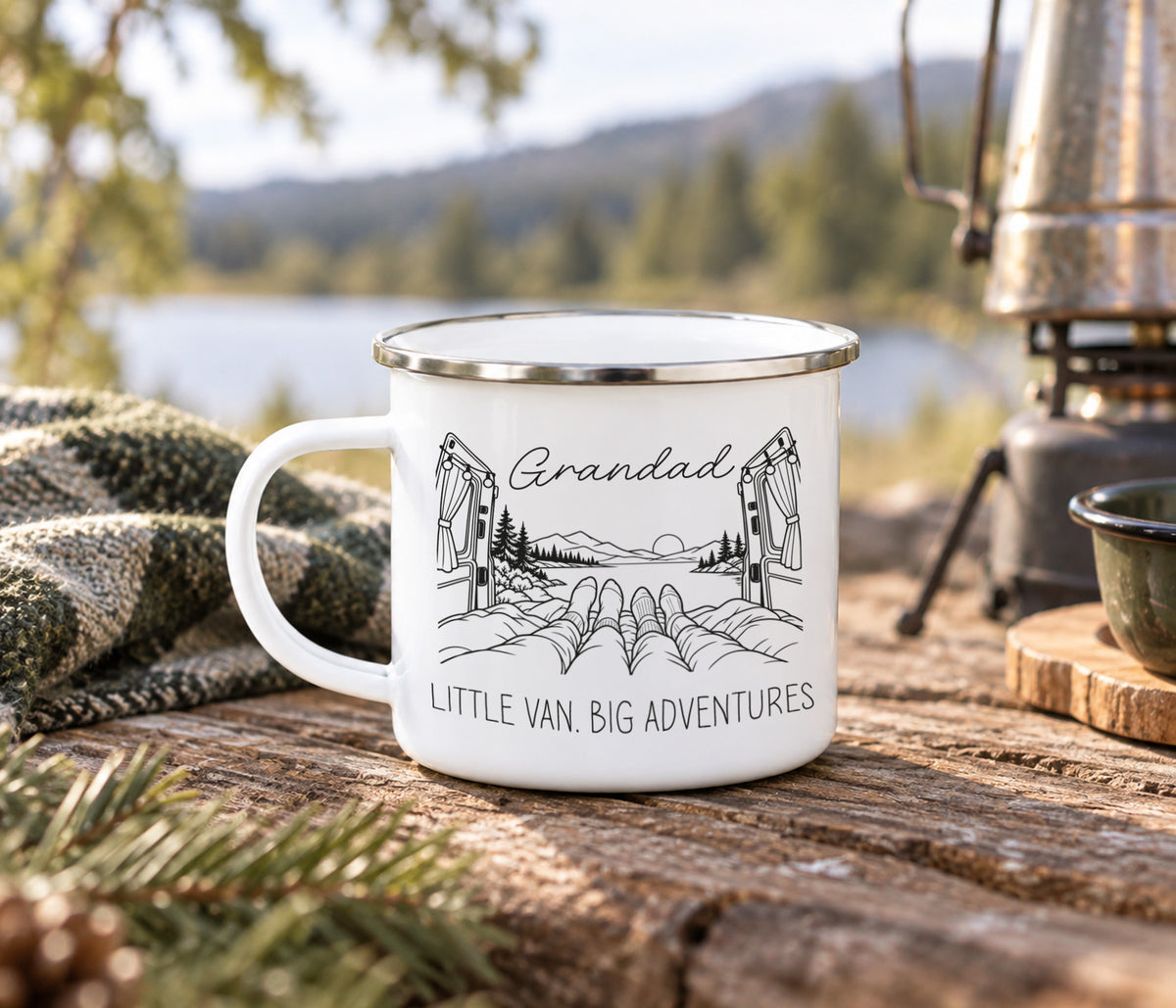 Campervan Enamel Mug, Little Van, Big Adventures