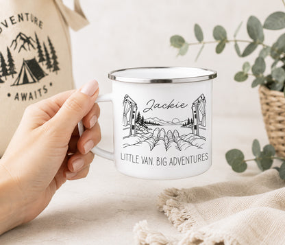 Campervan Enamel Mug, Little Van, Big Adventures