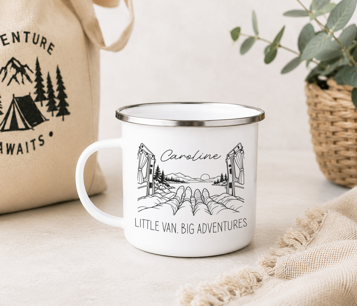 Campervan Enamel Mug, Little Van, Big Adventures