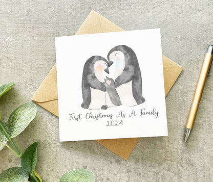 First Christmas As A Family Penguins Card