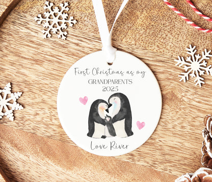 Grandparents 1st Christmas Penguin Bauble