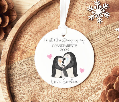 Grandparents 1st Christmas Penguin Bauble