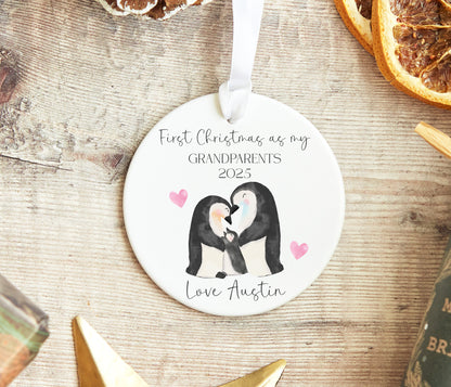 Grandparents 1st Christmas Penguin Bauble