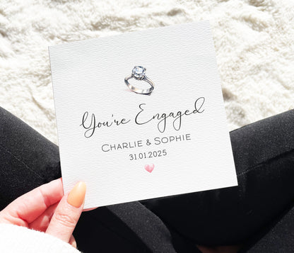 Personalised Luxury Engagement Card With The Couples Names And The Date They Got Engaged