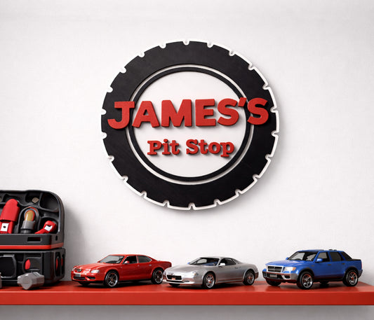 Pit Stop Car Theme Wall Sign