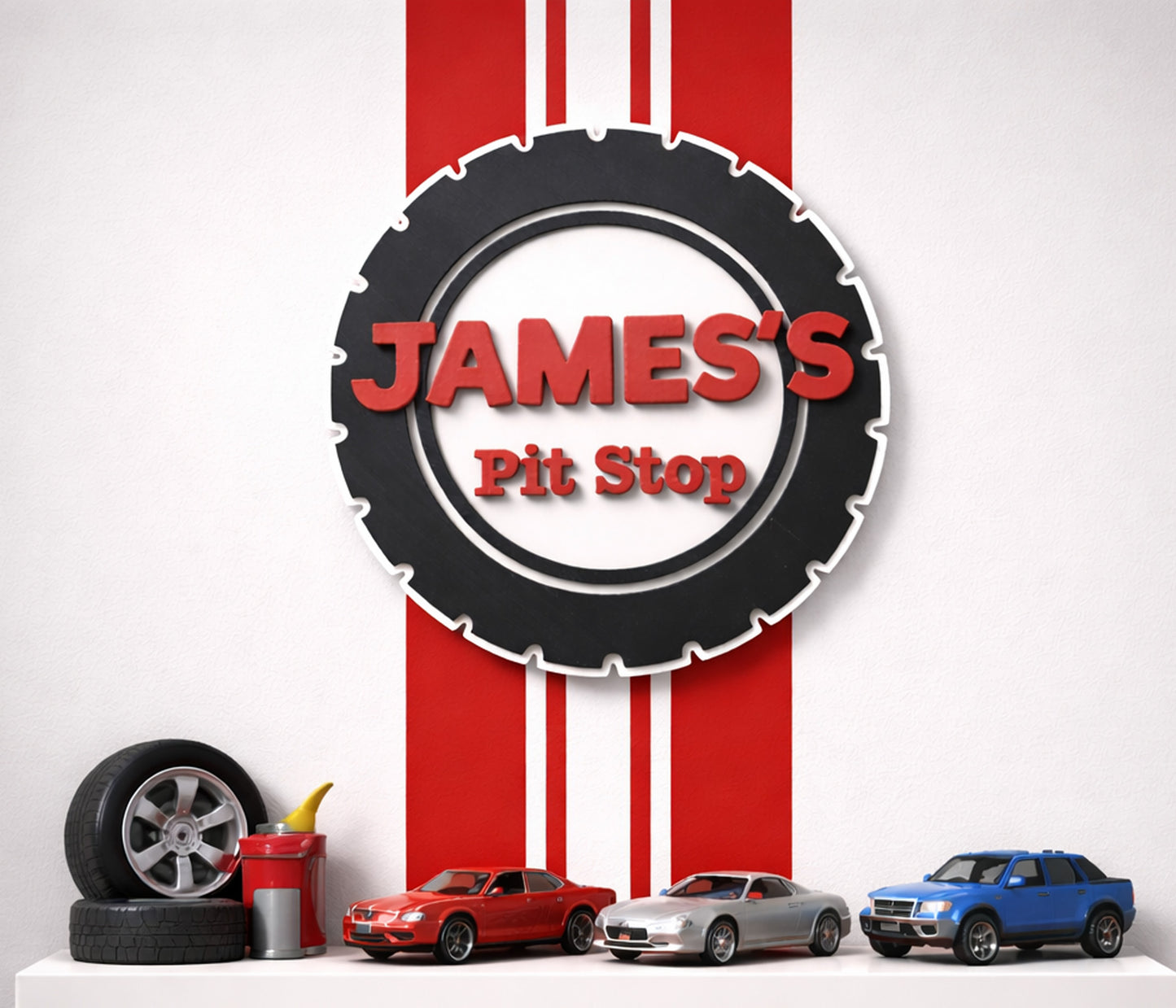 Pit Stop Car Theme Wall Sign