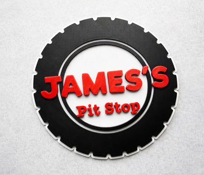 Pit Stop Car Theme Wall Sign