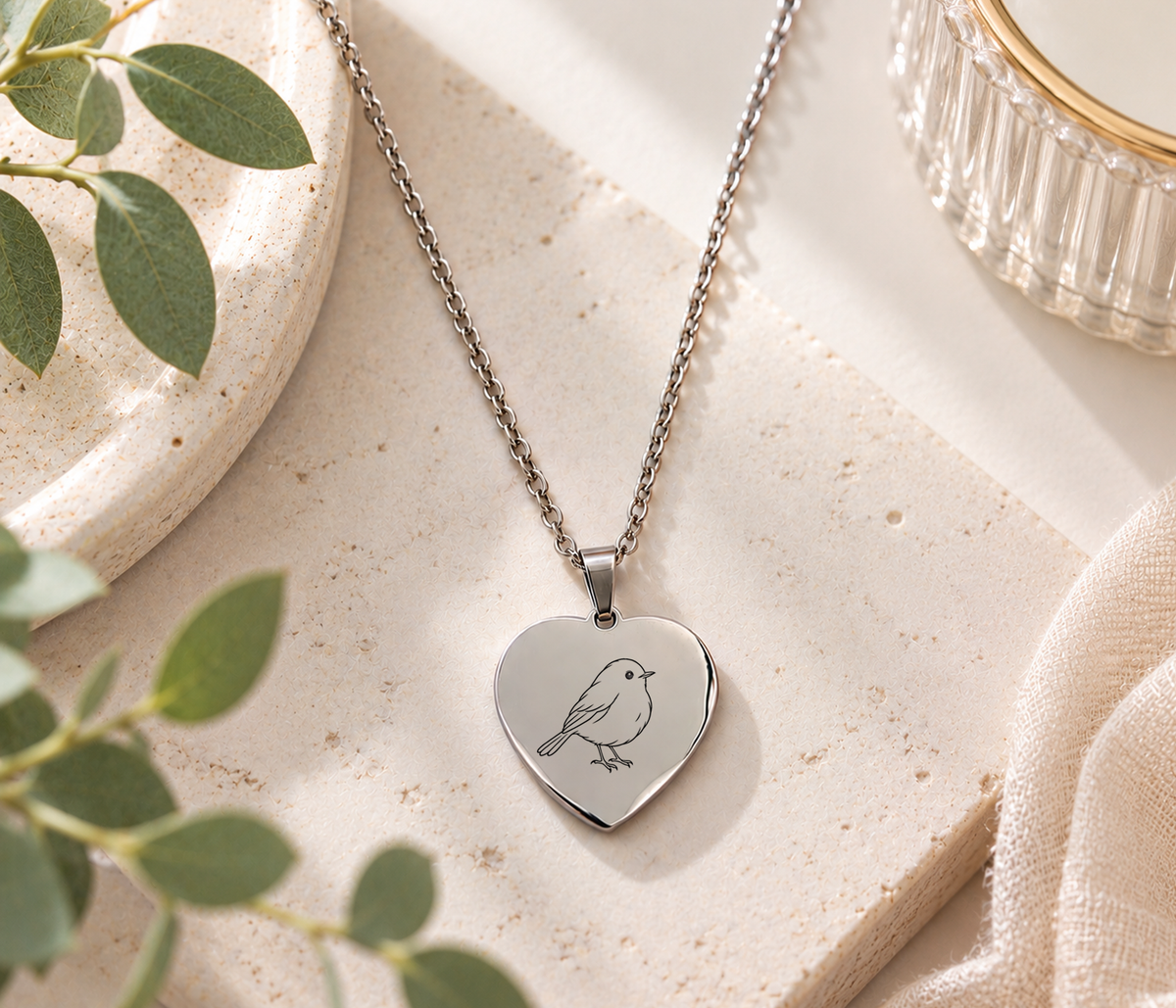 Robin Memorial Heart Necklace – Remembrance Gift