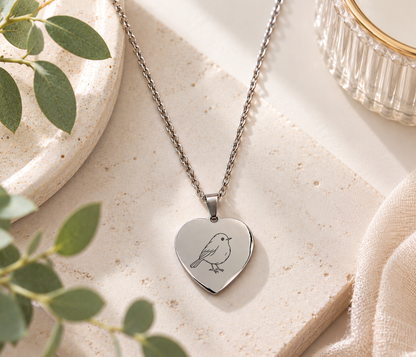 Robin Memorial Heart Necklace – Remembrance Gift