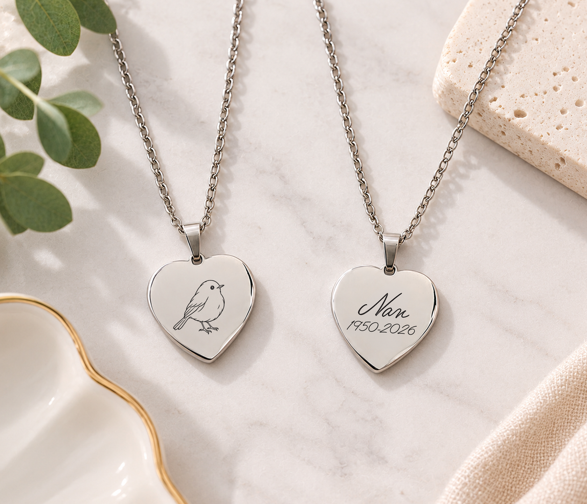 Robin Memorial Heart Necklace – Remembrance Gift
