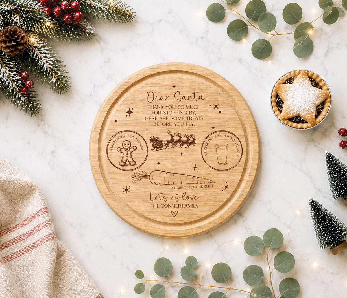 Santa Christmas Eve Board Round