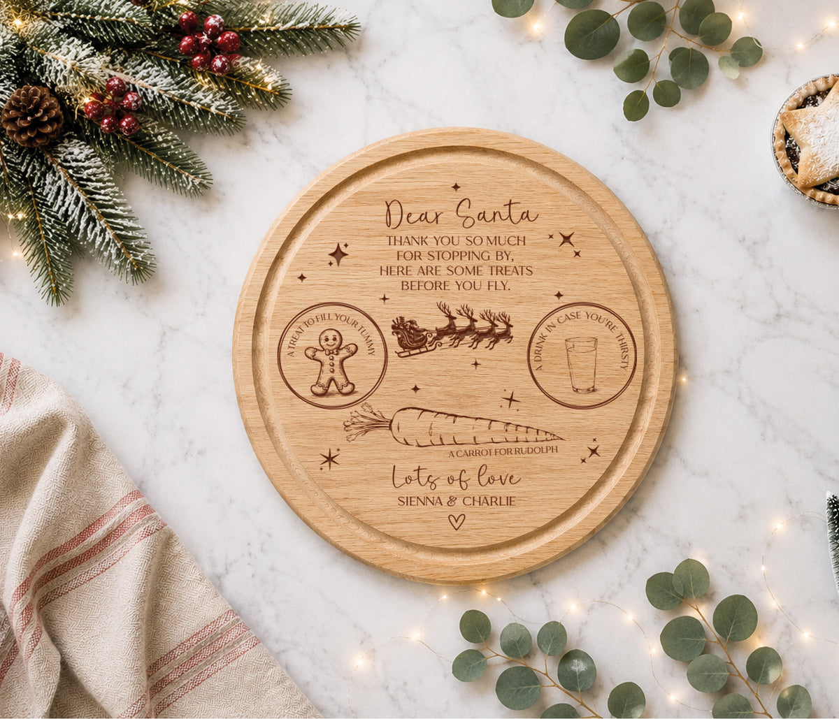 Santa Christmas Eve Board Round