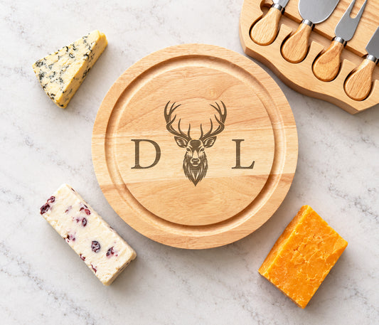 Stag Initials Personalised Cheeseboard