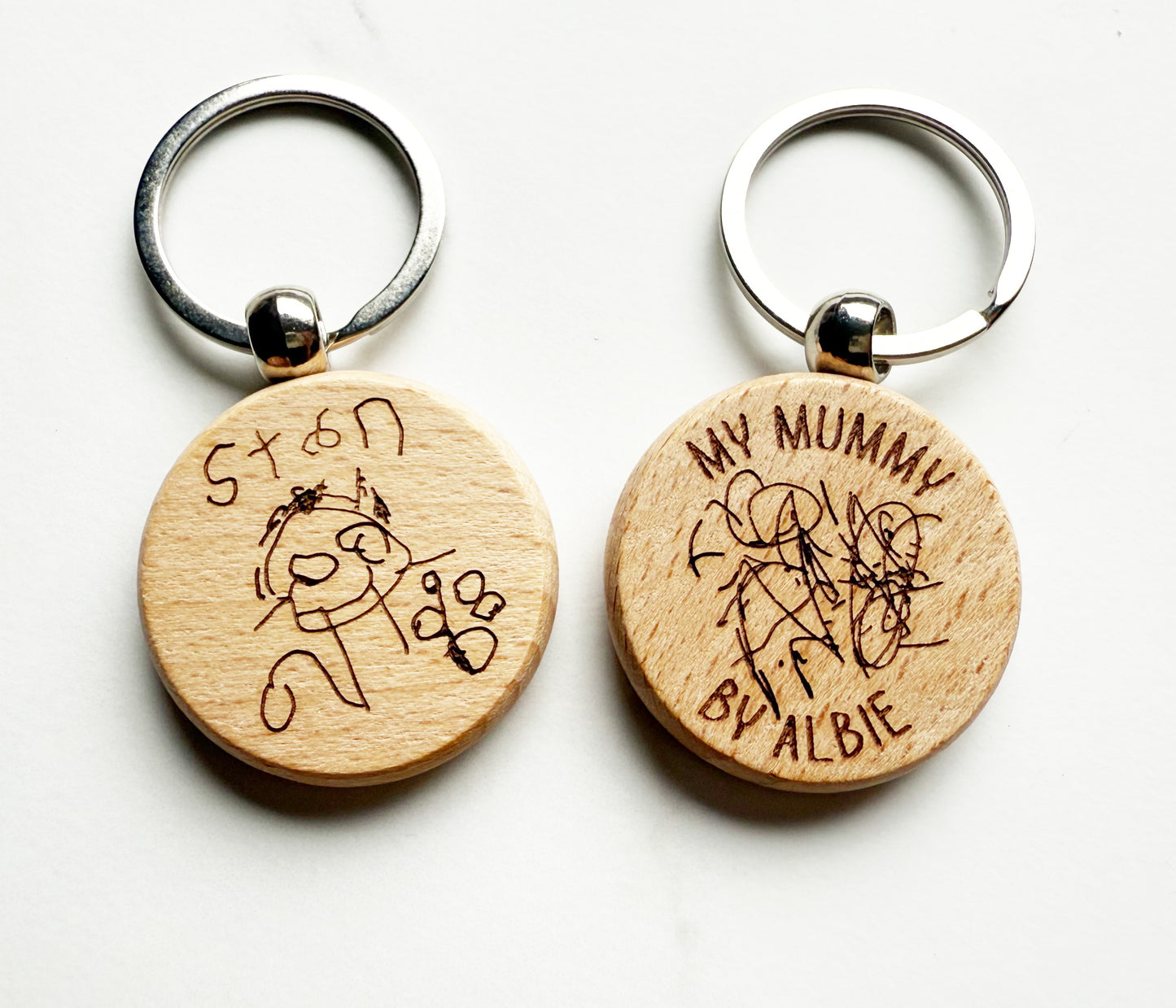 Wooden Children's Drawing Keyring