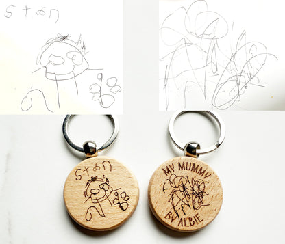 Wooden Children's Drawing Keyring