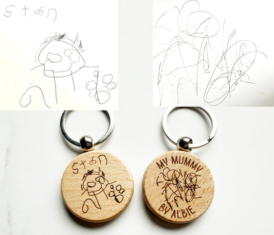 Wooden Children's Drawing Keyring