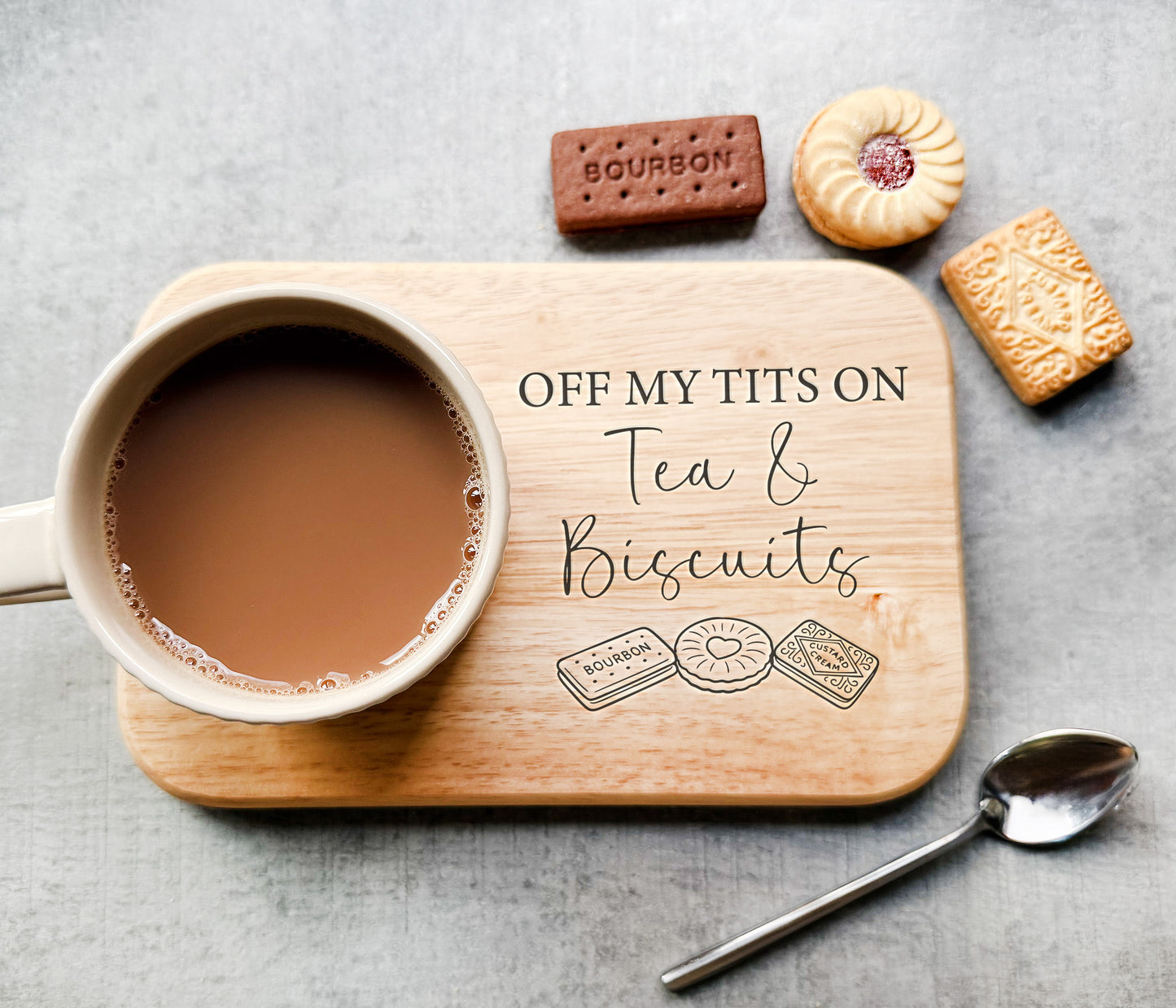 Off My Tits On Coffee & Biscuits Board