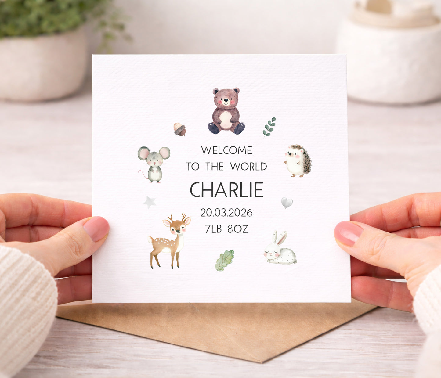 Woodland Animals New Baby Card