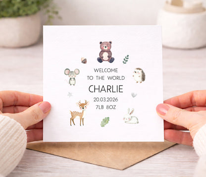 Woodland Animals New Baby Card
