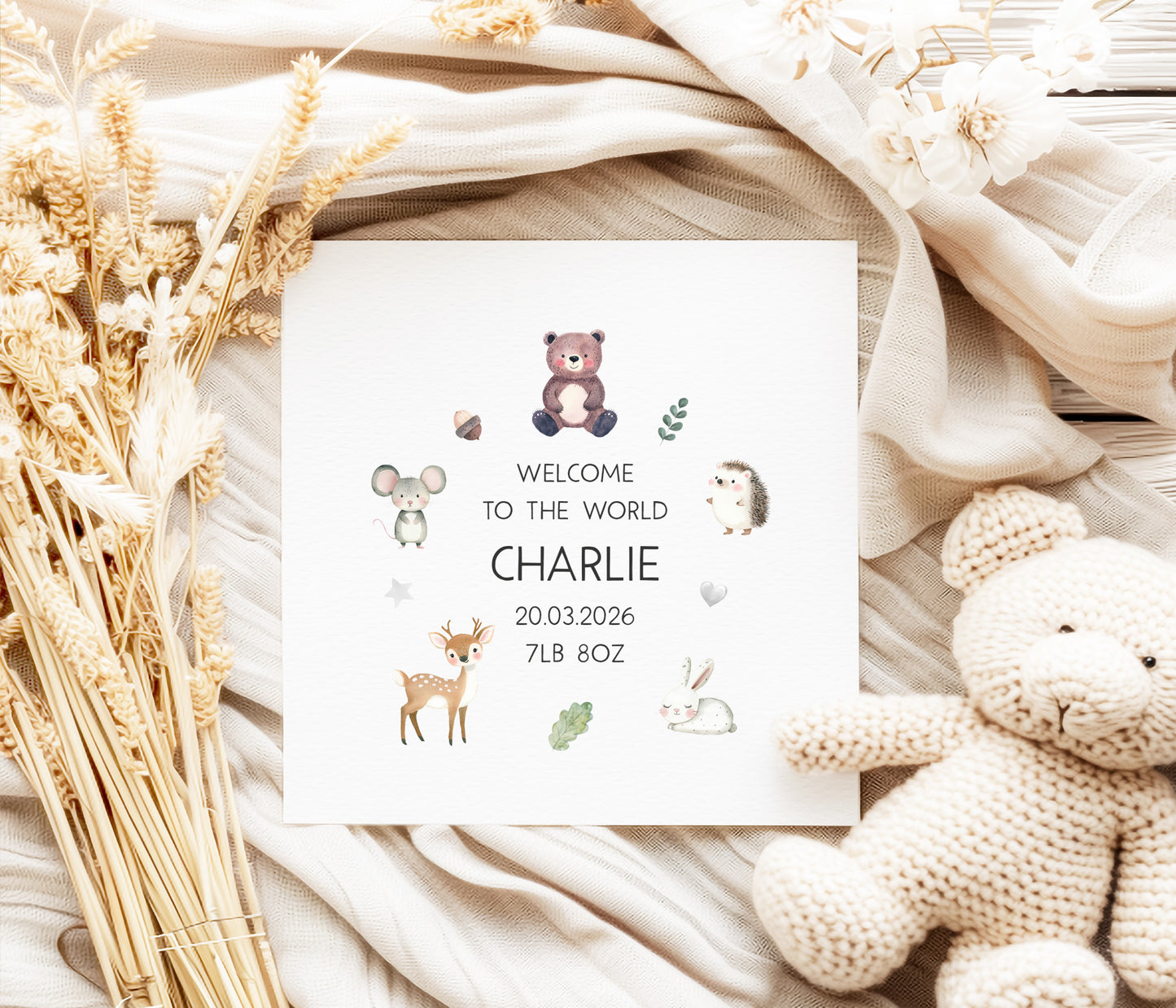 Woodland Animals New Baby Card