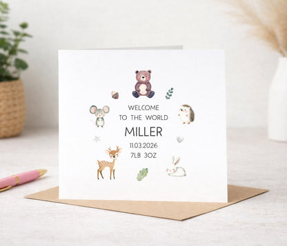 Woodland Animals New Baby Card
