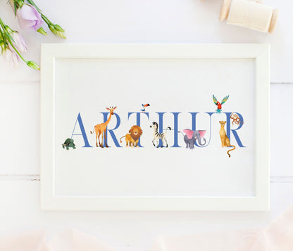 Safari Animals Nursery Print
