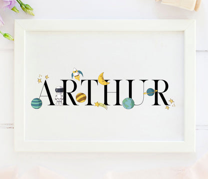 Space Theme Name Print